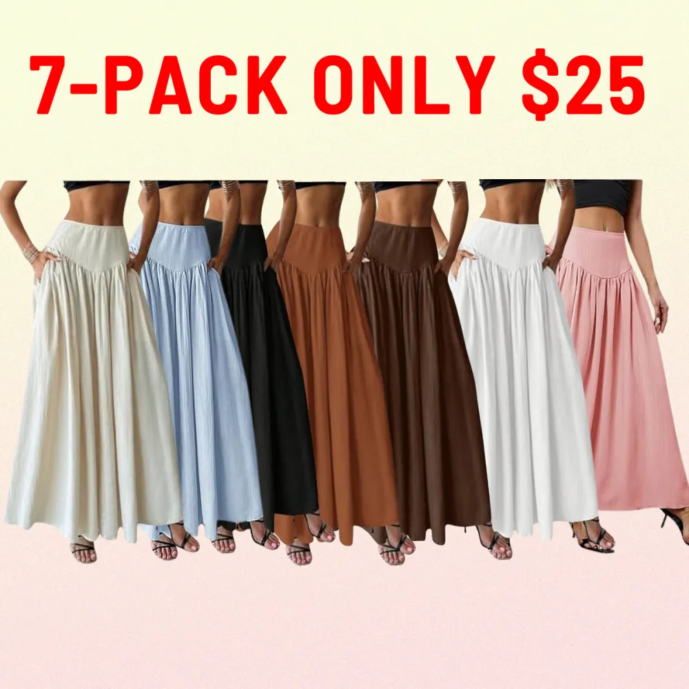 Milumia Women's Pleated Flowy Long Skirts High Waist Maxi Skirt with Pocket