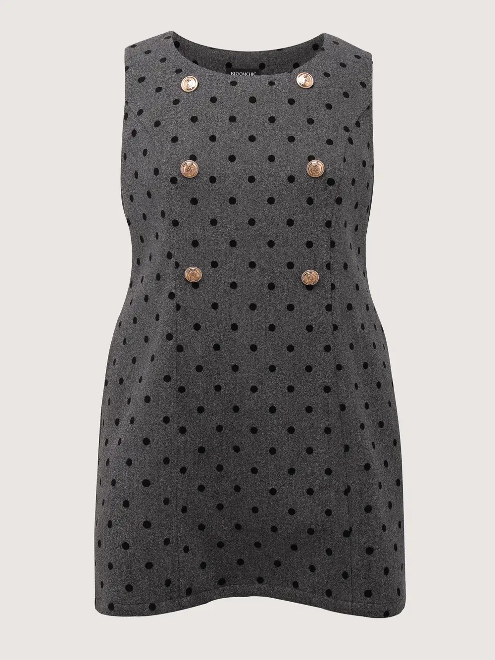 Polka-Dot Pockets Button Mini Dress