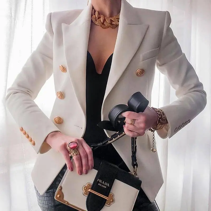 Classic Buttons Fashion Solid Color Slim Coats