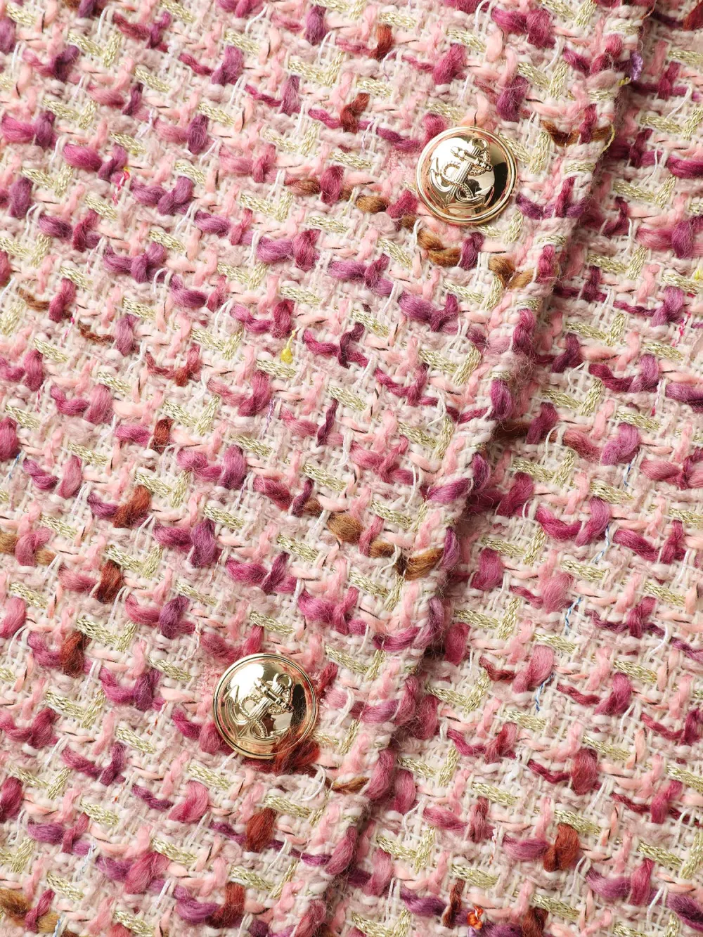 Tweed Lined Color Contrast Pockets Jacket