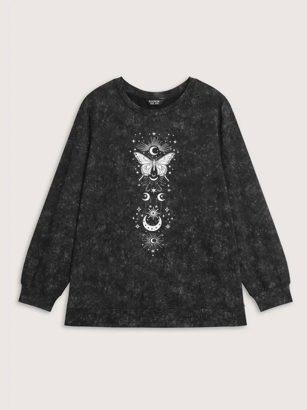 Starry Moon Stretchy Snowflake Textured Effect Sweatshirt