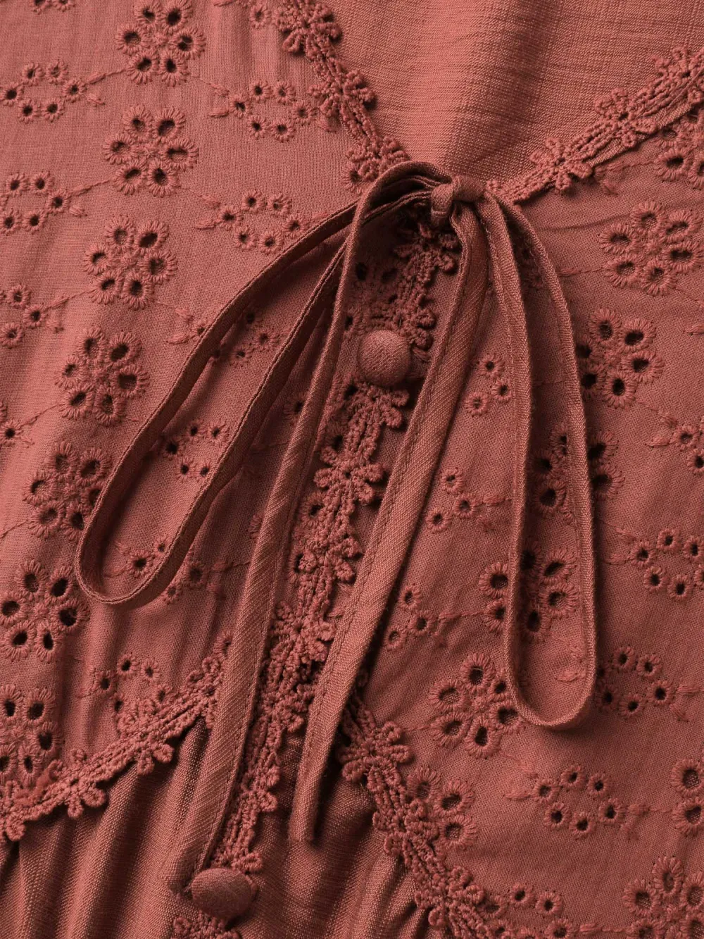 Lace Trim High-Waist Neck Tie Blouse