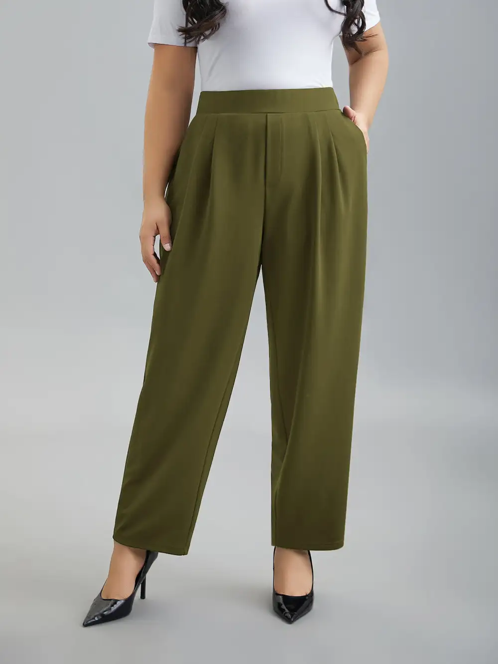 Stretchy-Waist Straight Leg Pants
