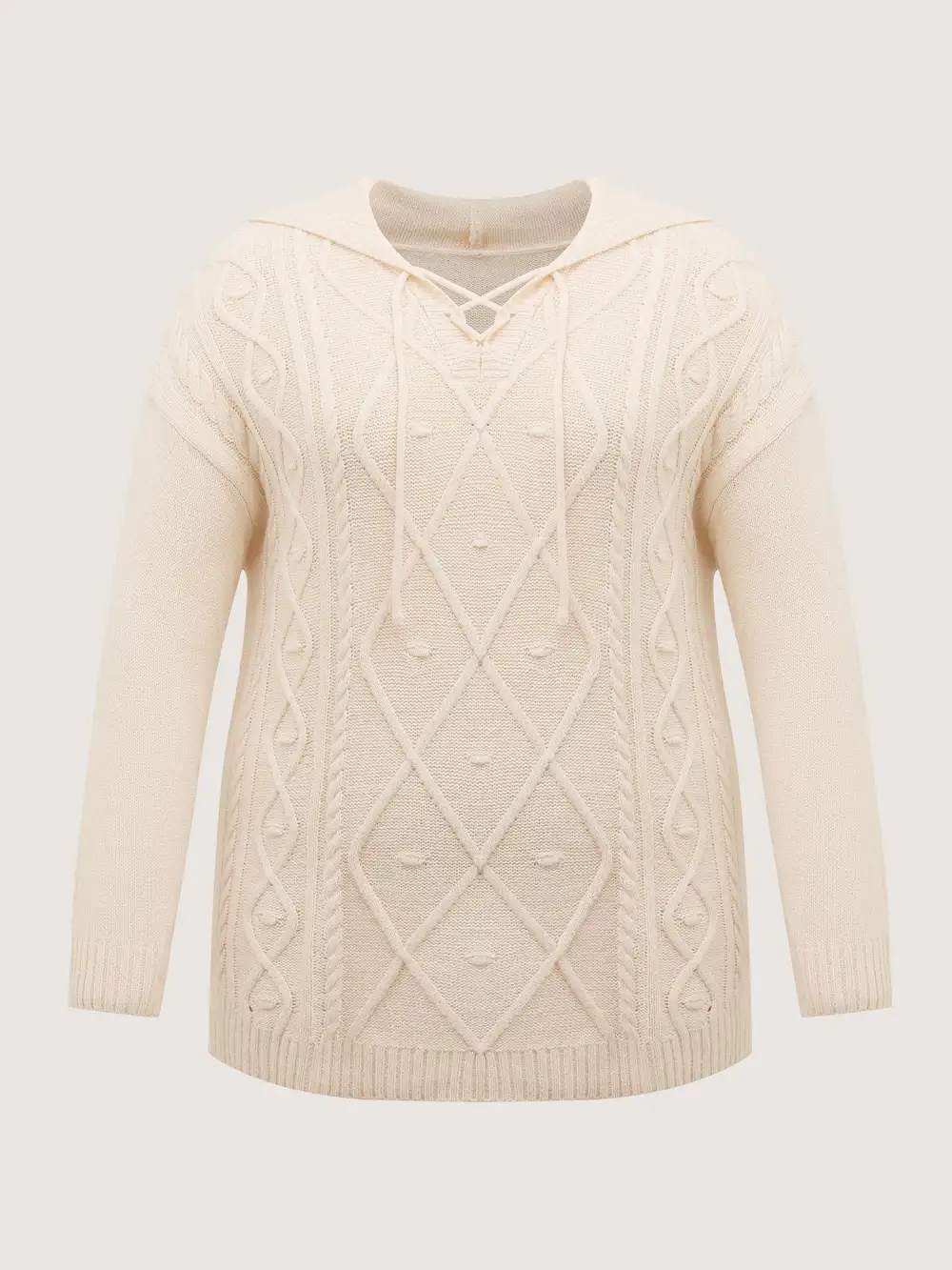 Textured Cross-Tie Hooded Pullover