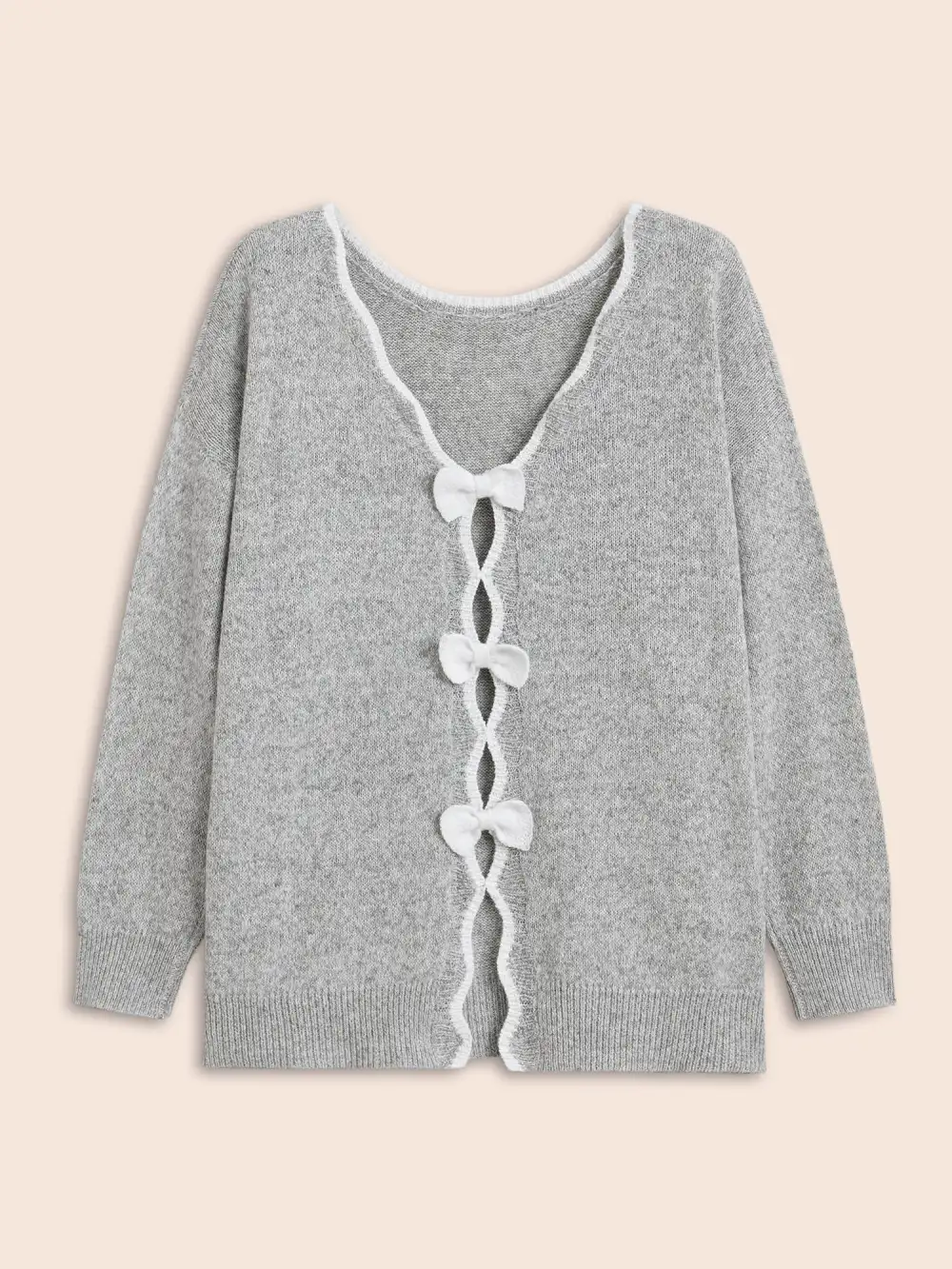 Round Neck Bowknot Cut Out Pullover