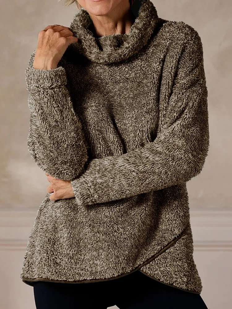 Solid Color Long Sleeve Turtleneck Sweater