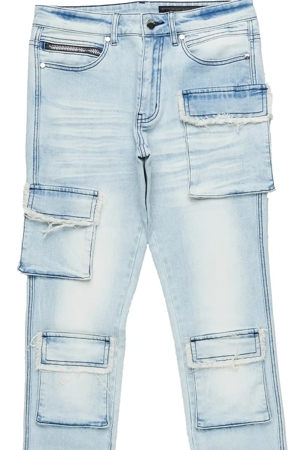 Zander Blue Stacked Flare Cargo Jean