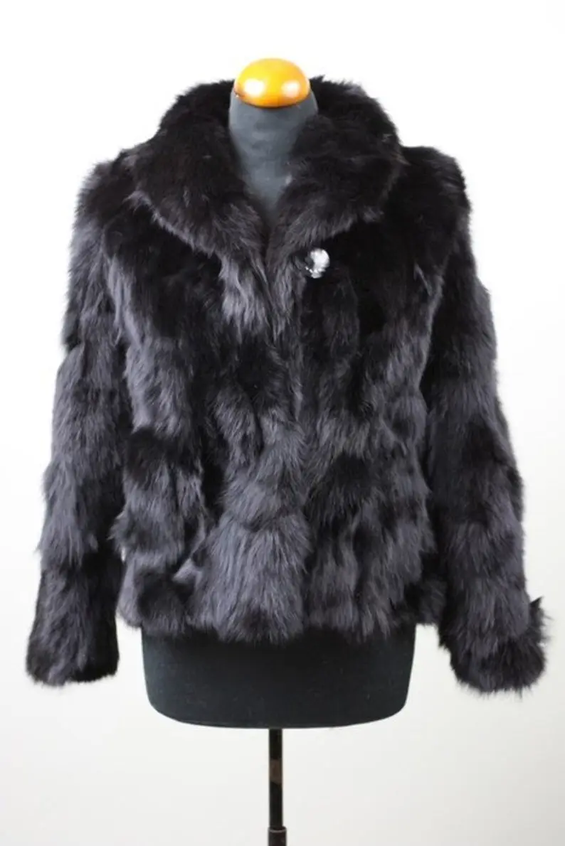 Black Fur Waist Length Jacket