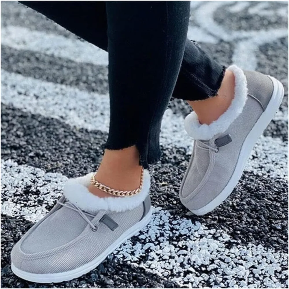 Women's Winter Warm Wendy Shoes Fleece Lined Boat Shoe Slip On Comfort Shoes,Womens Lace Up Loafers Flats Shoes (Come With Christmas socks) (Color : E, Size : EU/CN 42)