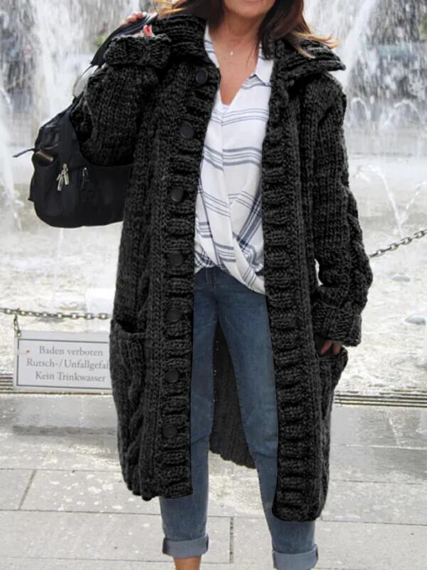 Cotton V Neck Long Sleeve Sweater Coat