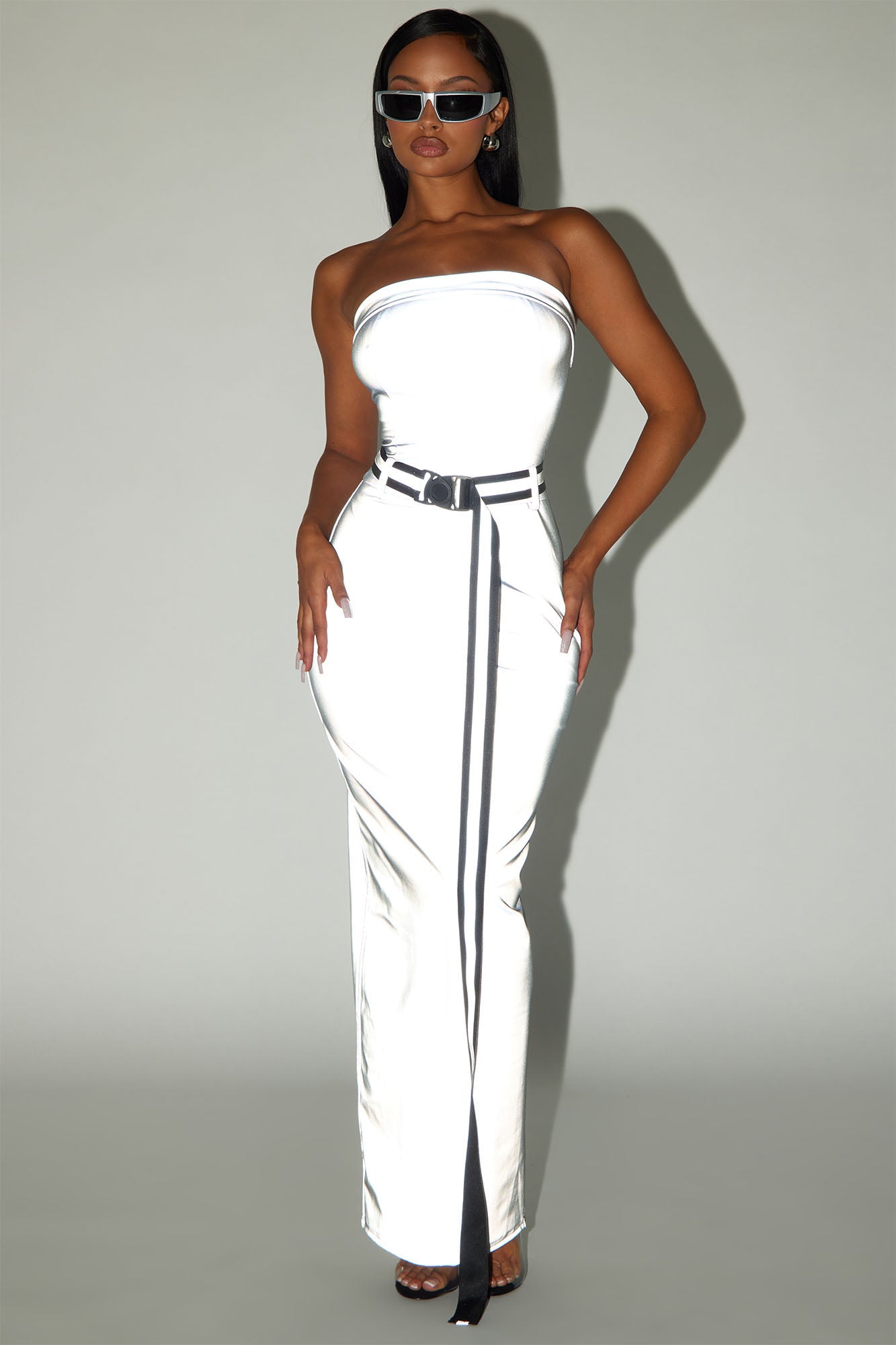 Put In Work Reflective Maxi Dress - Silver