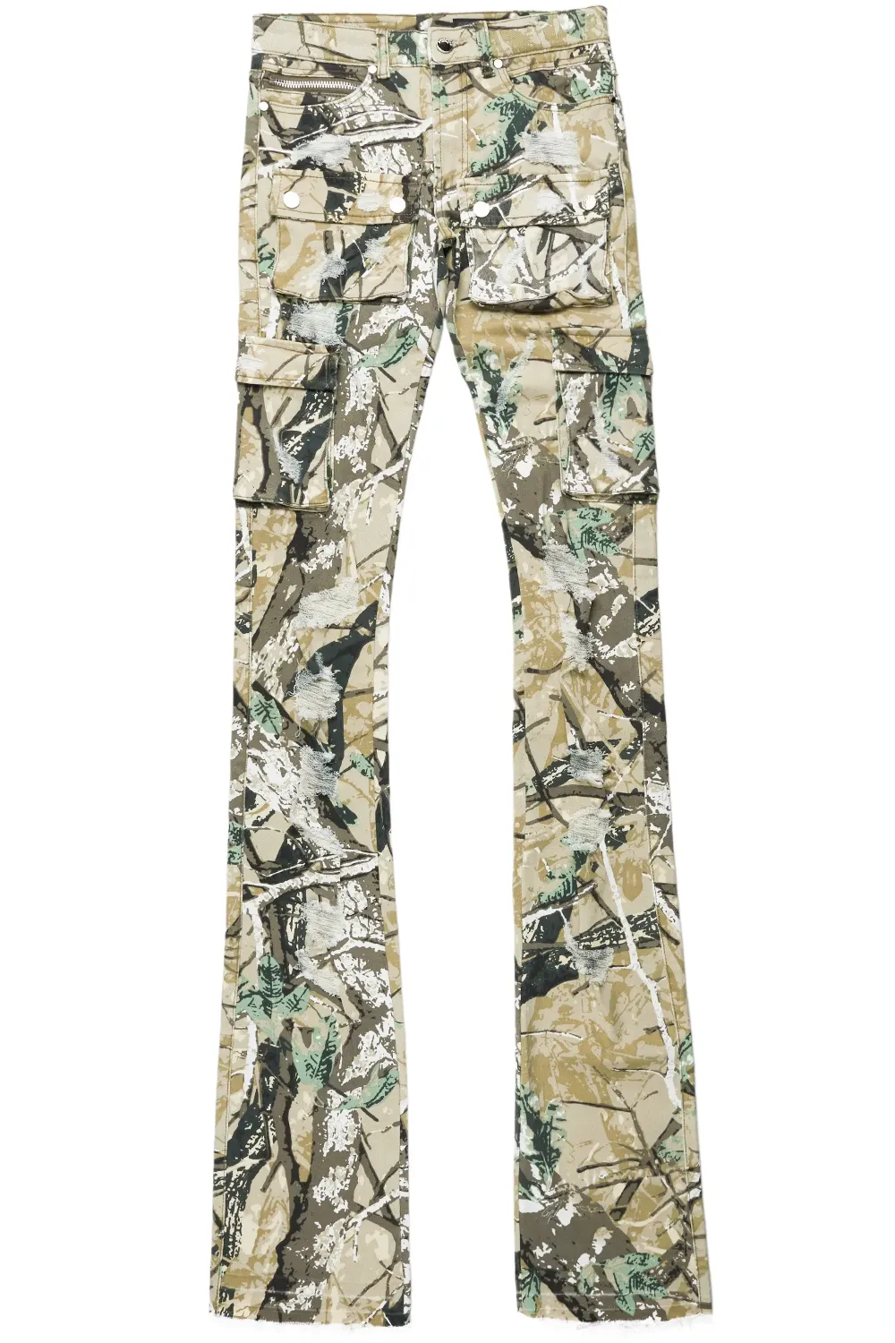 Zaire Tree Camo Cargo Super Stacked Flare Jean