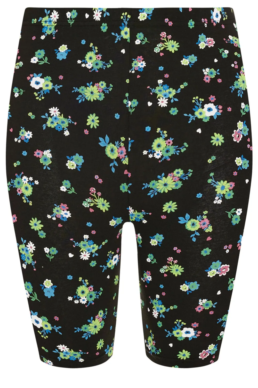 YOURS Curve 2 PACK Black Floral Print Cycling Shorts