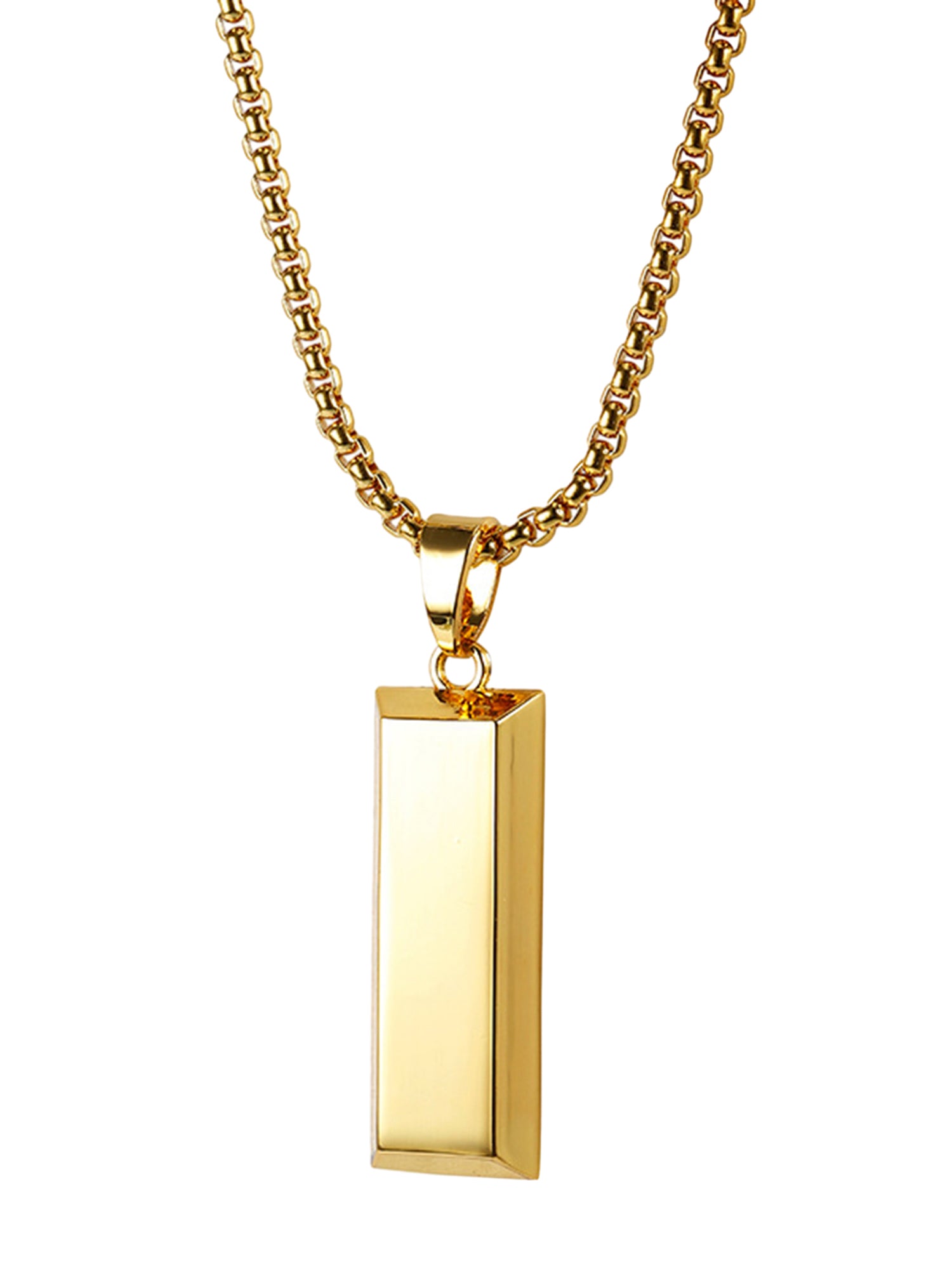 Gold Bar Hip Hop Pendant Necklace