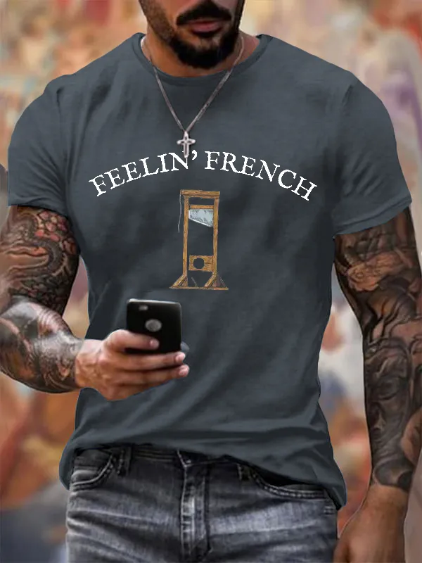 Men'S T-Shirt Men'S Guillotine FDT Printed Casual T-Shirt Pure Cotton Crewneck Printed Short Sleeve