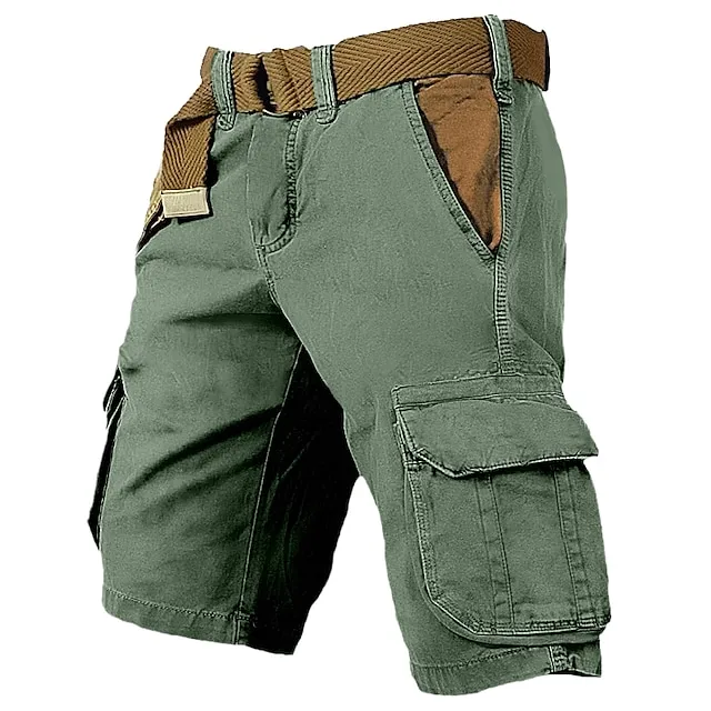 Men's Cargo Shorts Shorts Hiking Shorts Multi Pocket Plain Wearable Short Outdoor Daily 100% Cotton Designer Casual ArmyGreen Black