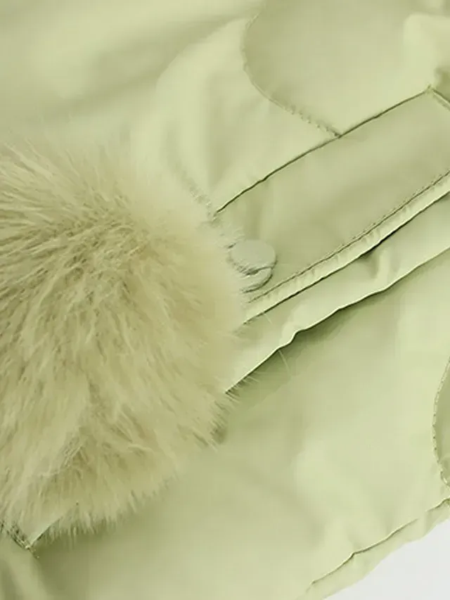 Women's Parka Puffer Jacket Winter Coat Thermal Warm Heated Coat with Removable Fur Collar Drawstring Zip up Hooded Coat Fall Outerwear with Pockets Classic Long Sleeve Light Blue Pink Black