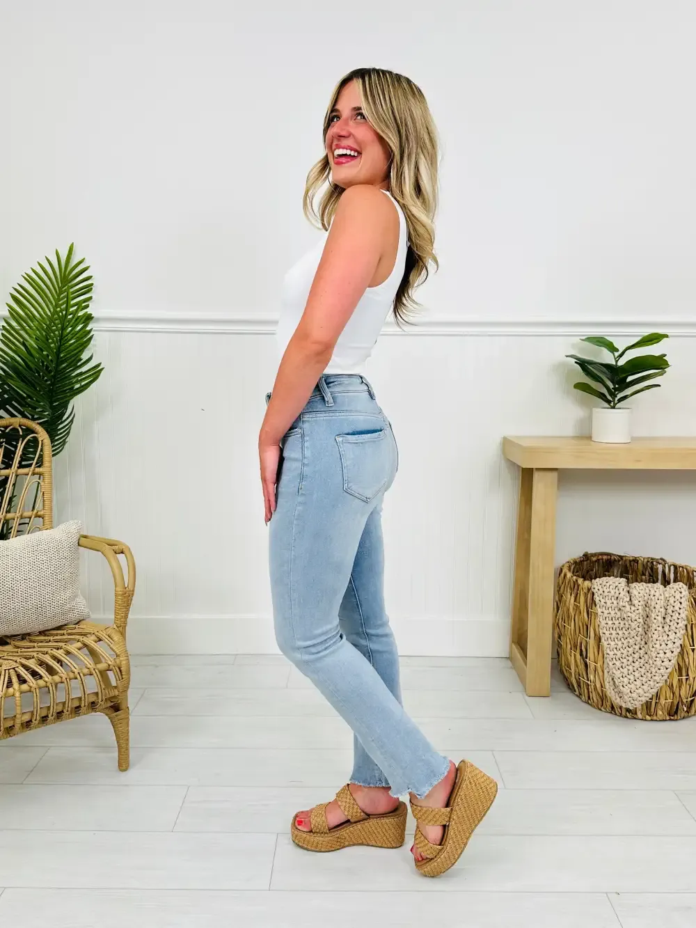 One Step Ahead Tummy Control Cropped Step Hem Jeans