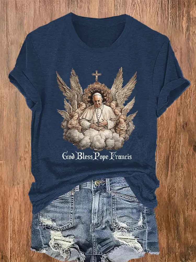 Women's Rip 1936-2025 God Bless PF Print Short Sleeve Round Neck Cotton T-Shirt