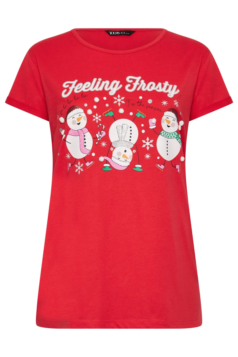 复制YOURS Curve Black 'Merry Gonkmas' Sequin Embellished Christmas Top