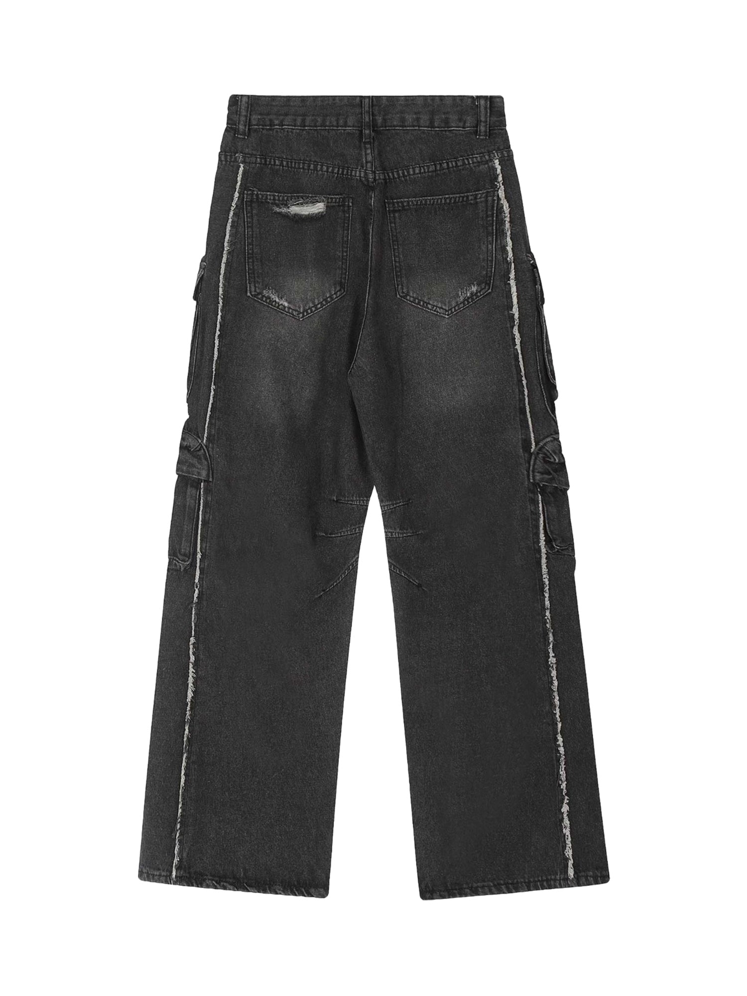 Washed Multi-pocket Work Cargo Jeans - 1830