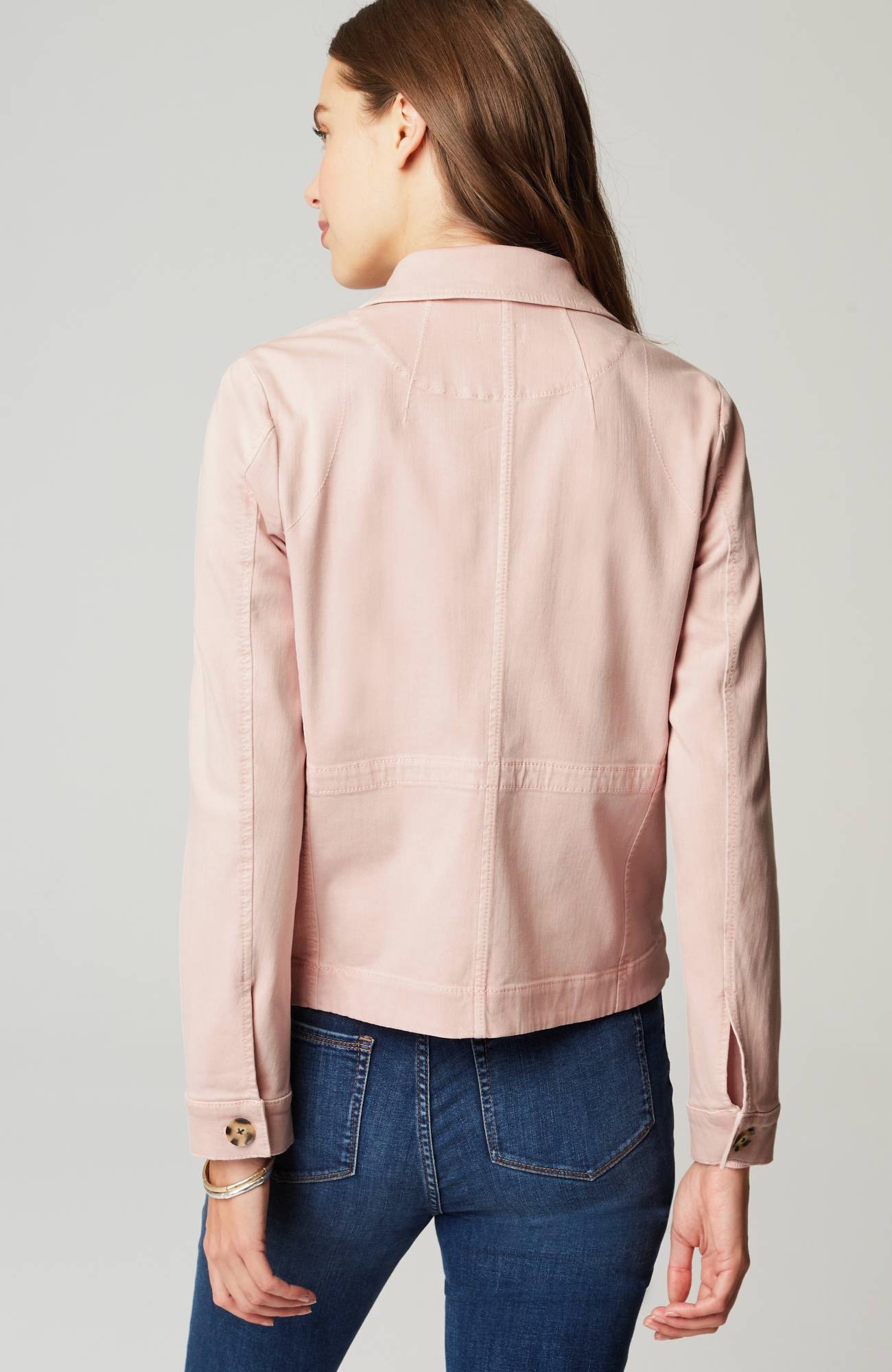 Curved-Hem Denim Jacket