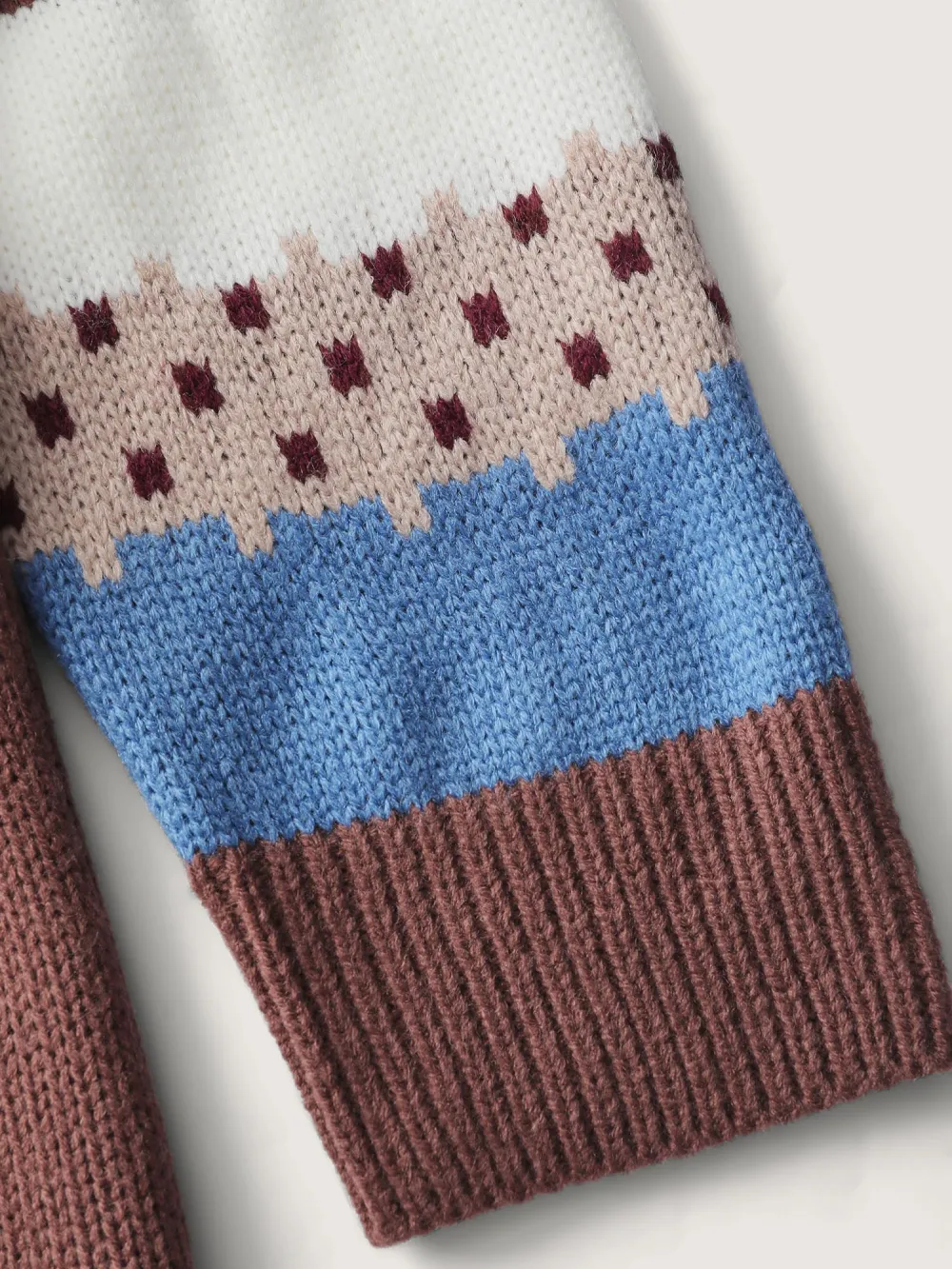 Fair-Isle Jacquard Pattern Contrast Pullover
