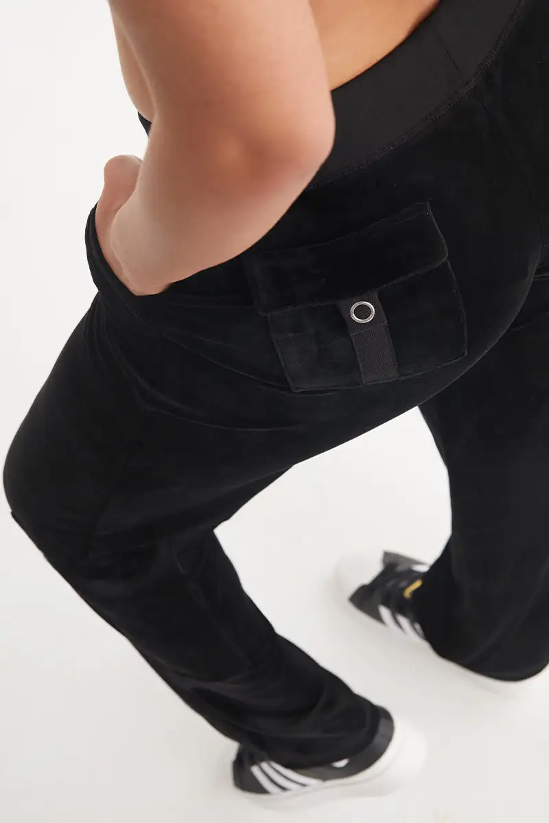 Snap Pocket Velour Cargo Pants