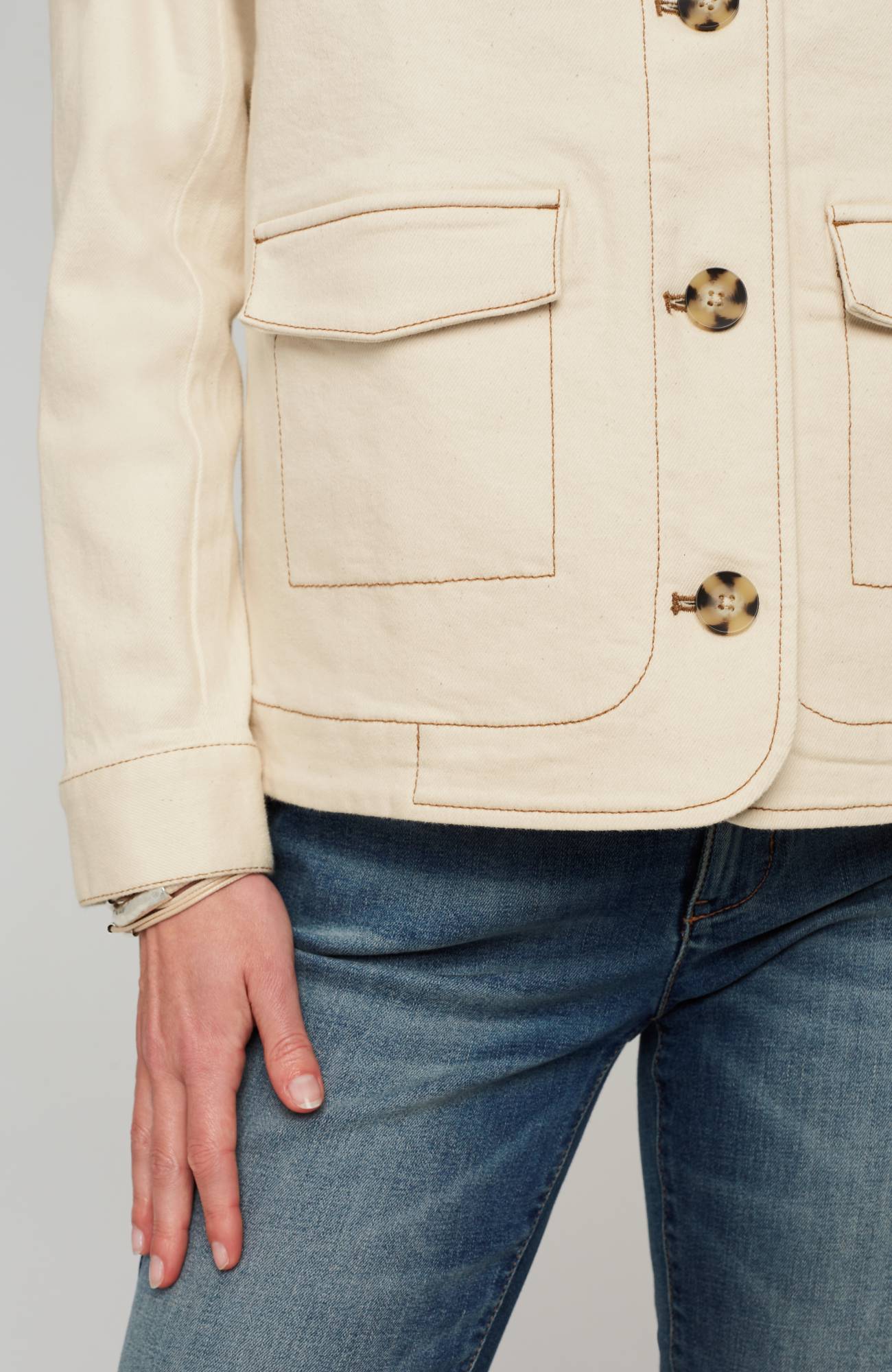 Curved-Hem Denim Jacket