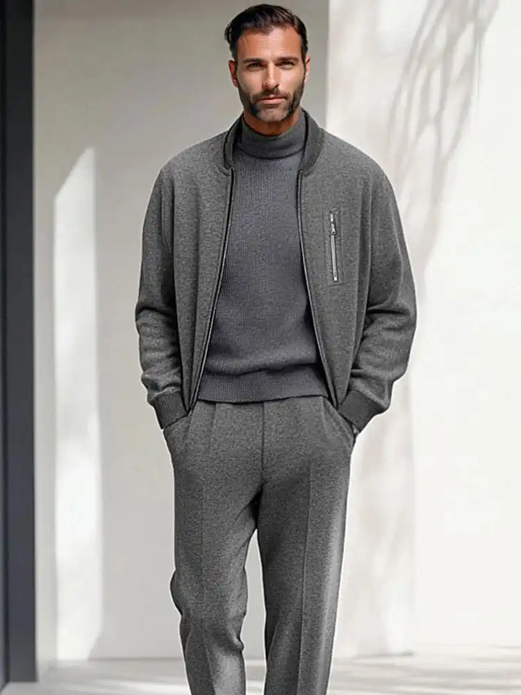 Minimalist Zippered Jacket Set