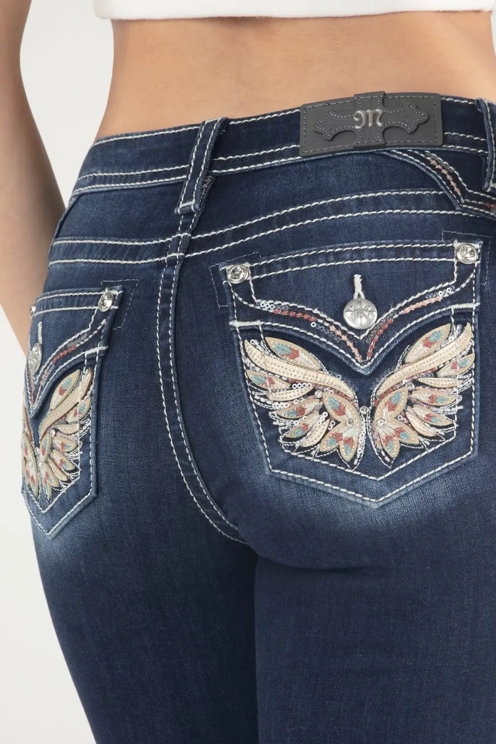 Berry and Gold Bootcut Jeans