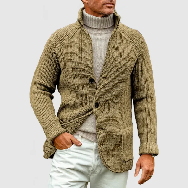 Men's Basic Lapel Pocket Cashmere Knit Blazer