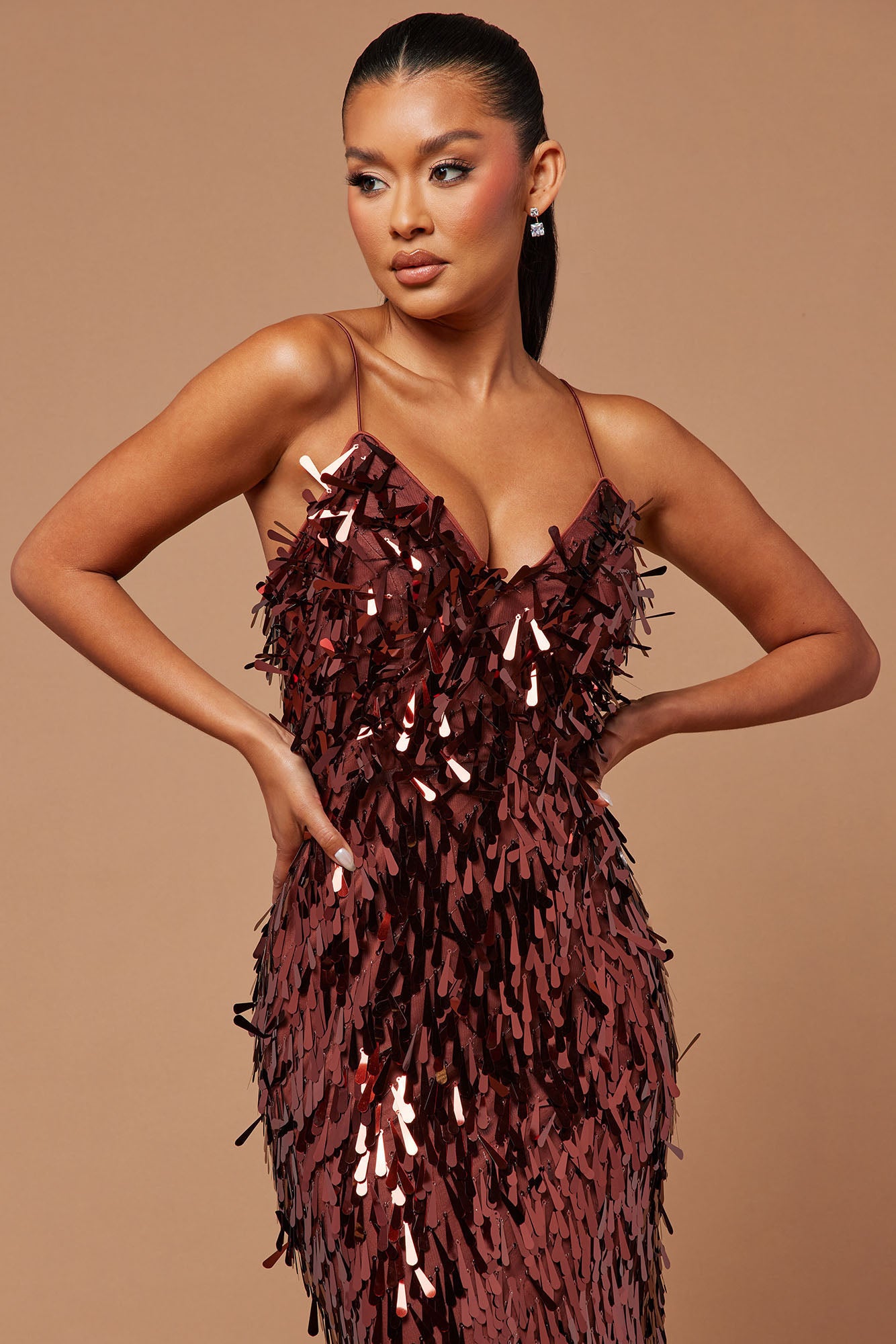 Emilia Paillette Maxi Dress - Bronze