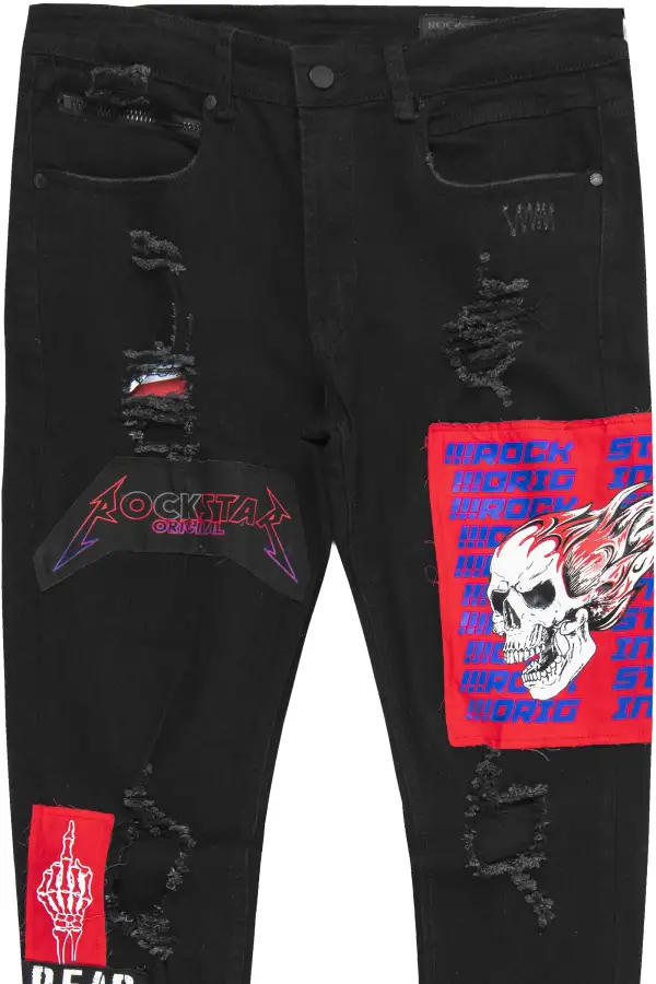 Cannon Patchwork Jean- Black/Red
