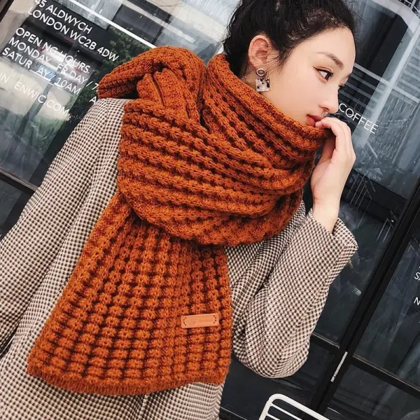 New Winter Knitted Scarf Fashion Women Warm Pashmina  Thickened Wool Scarf