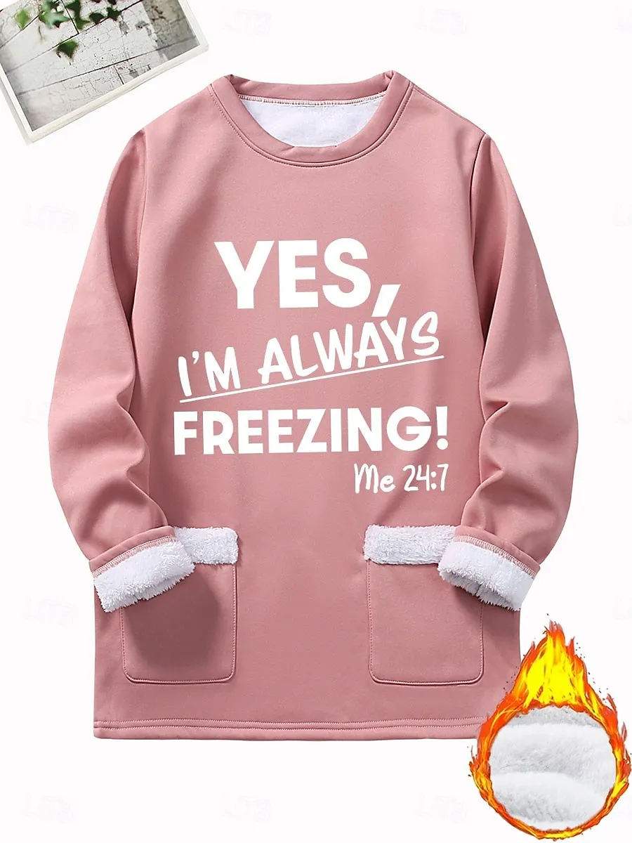 Women's Pullover Sweatshirt Pullover Graphic Letter Warm Fashion Casual Long Sleeve Crew Neck Round Neck Long Tops Street Dailywear Pocket Print Black Dark Pink Blue Gray Fall Winter