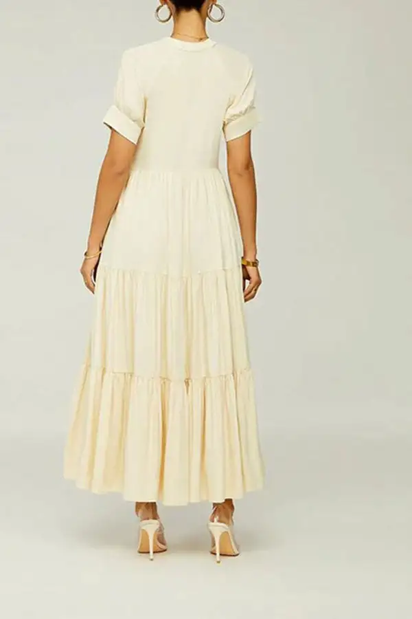  Relaxed Tiered Ruffle Midi Dress
