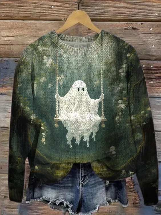 Casual Halloween Loose Crew Neck Sweater