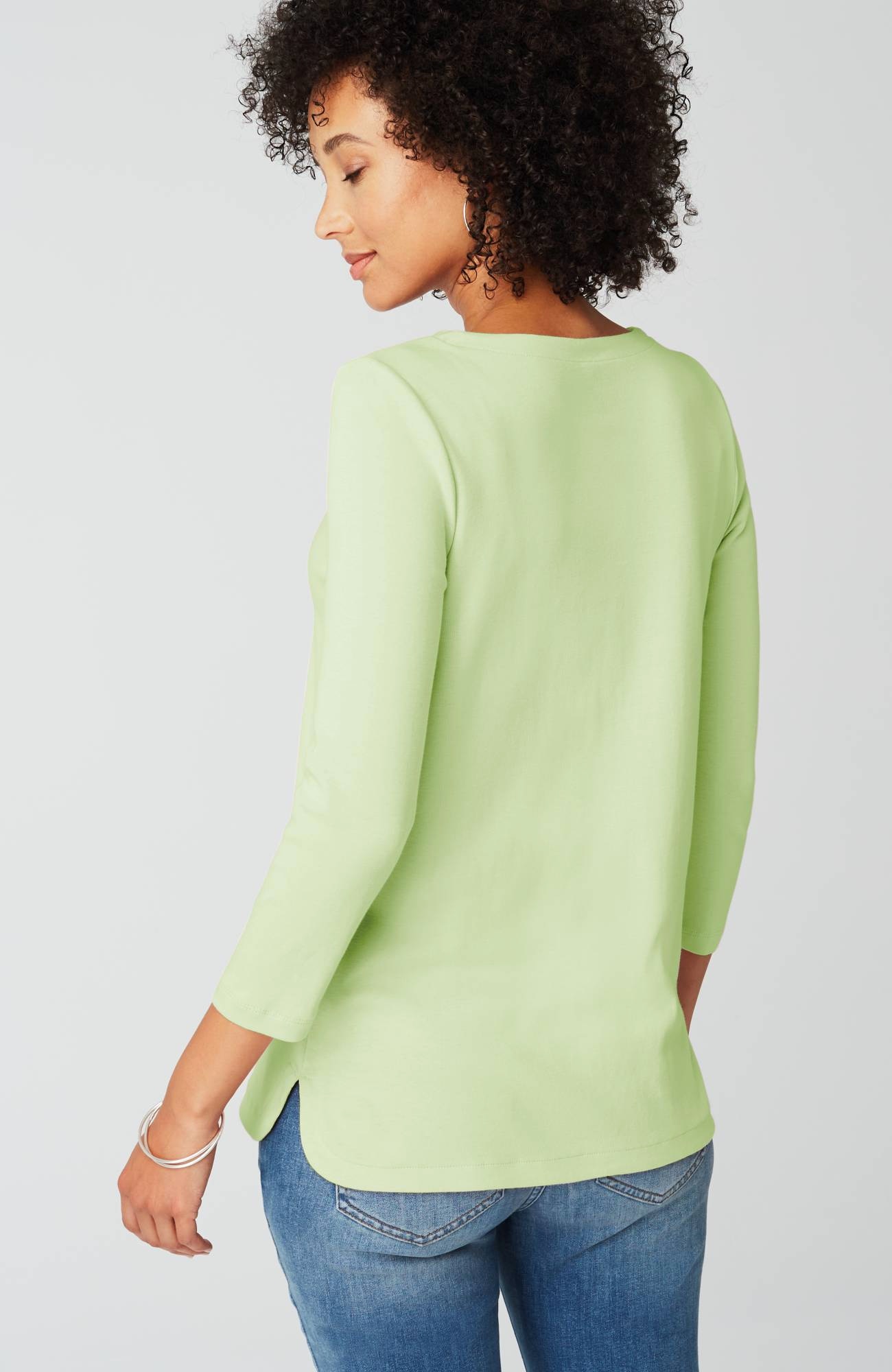 pima 3/4-sleeve v-neck tee