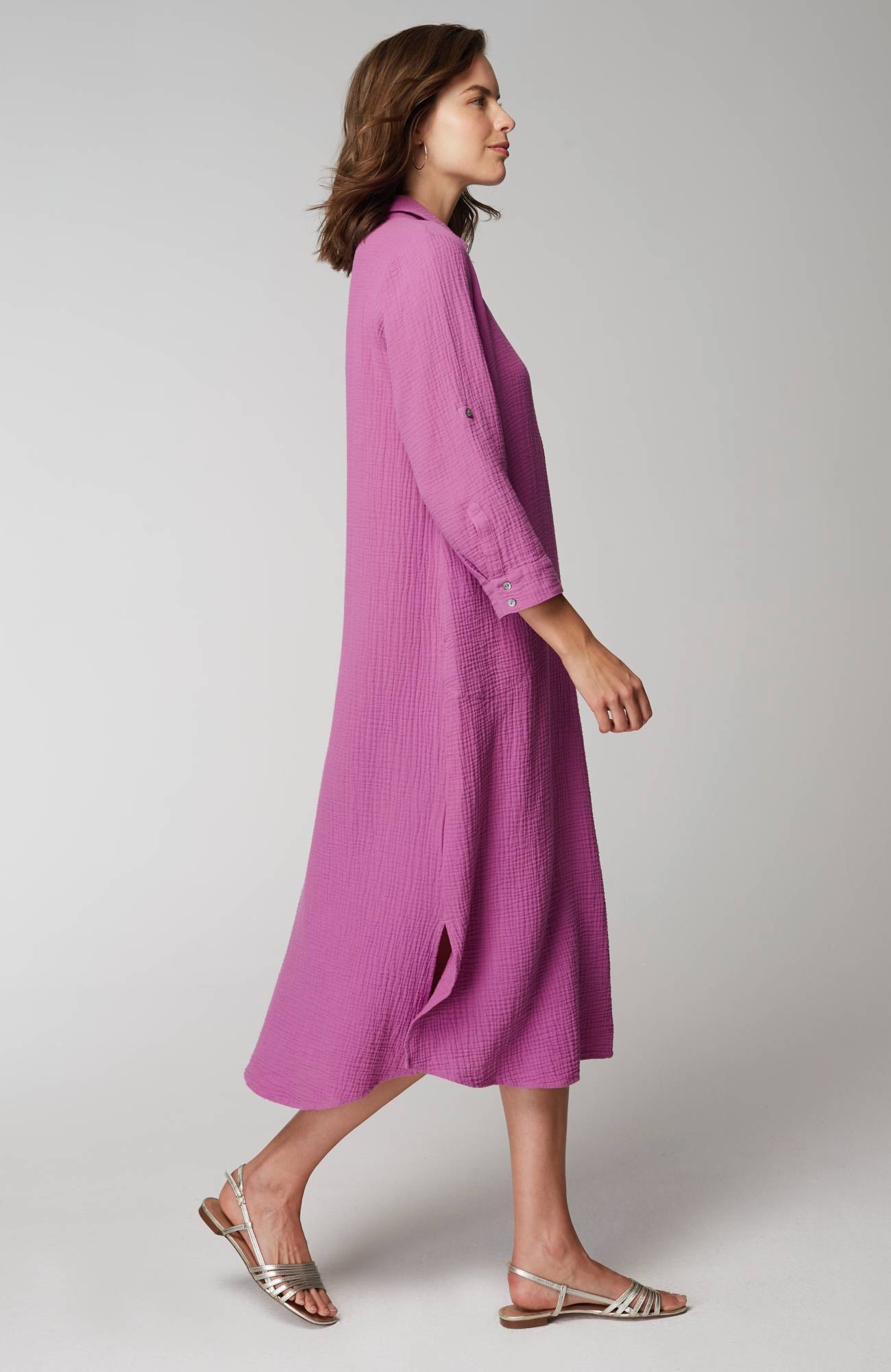 Cotton-Gauze One-Pocket Shirtdress