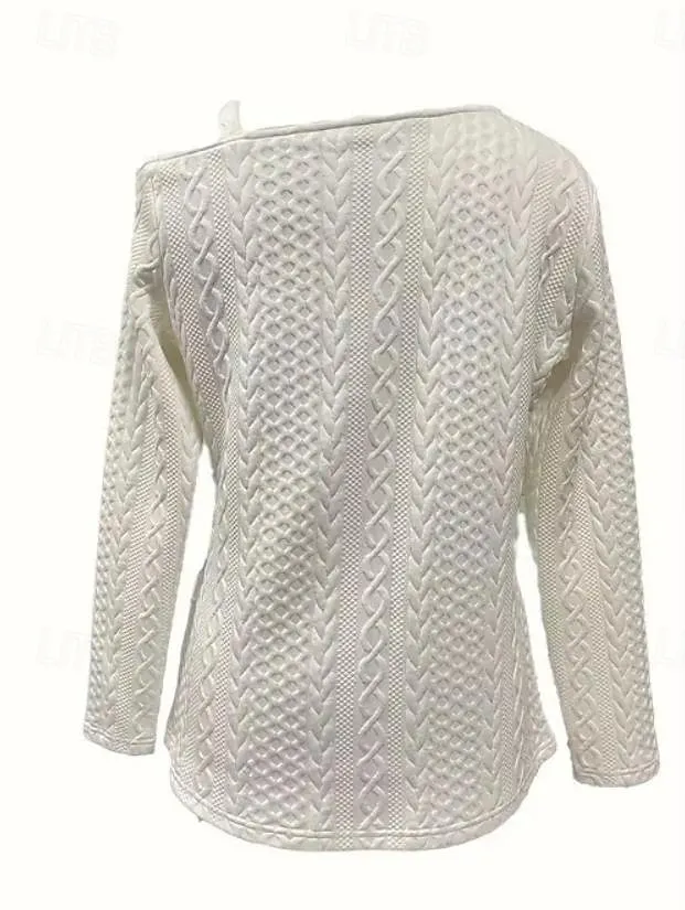 Women's Blouse Stylish Modern Long Sleeve Regular Tops Work Daily White Spring Fall