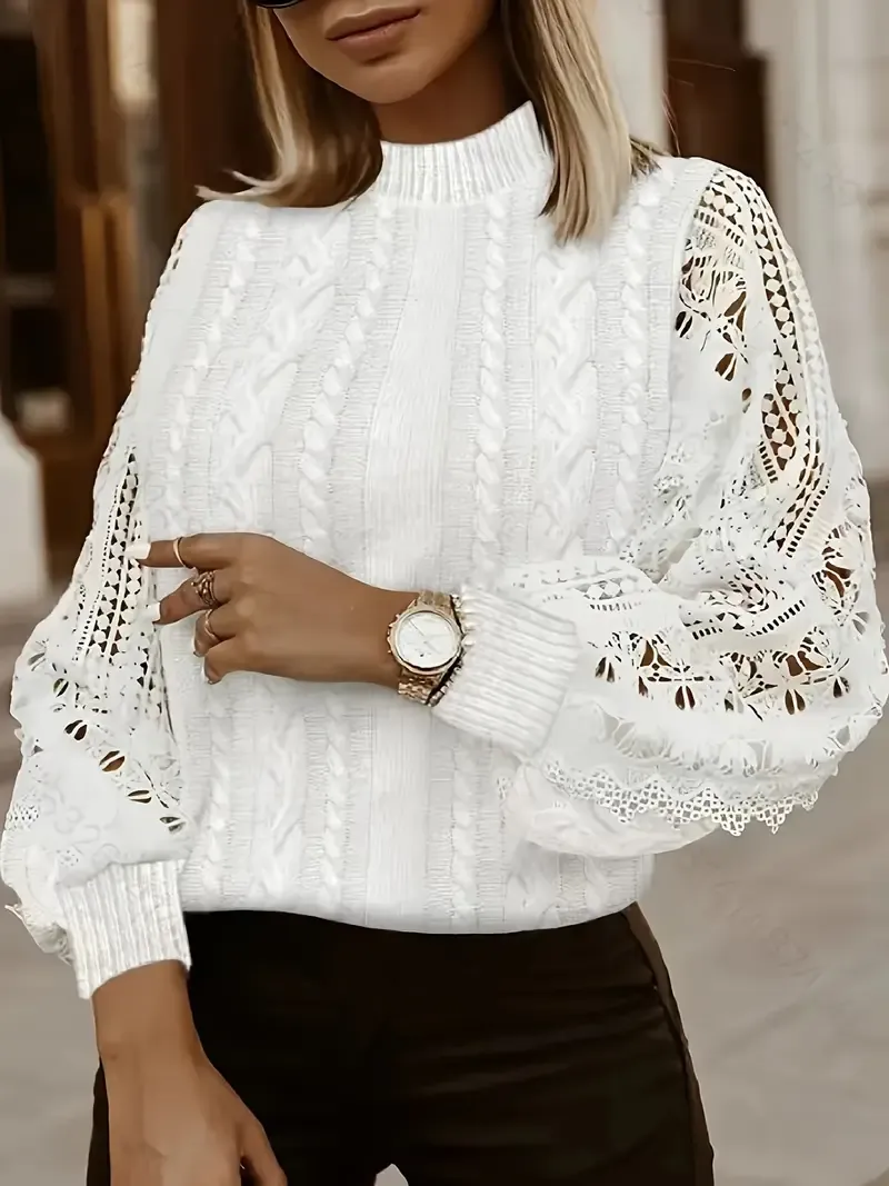 Elegant Semi-High Collar Sweater