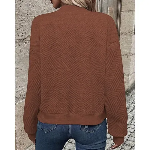 Women's Texture Sweatshirt Waffle Sweatshirt  Pullover Hoodie Sweatshirt Plain Streetwear Casual Long Sleeve Hooded Regular Tops Street Holiday Going out Buttons Black White Pink Wine Fall Winter