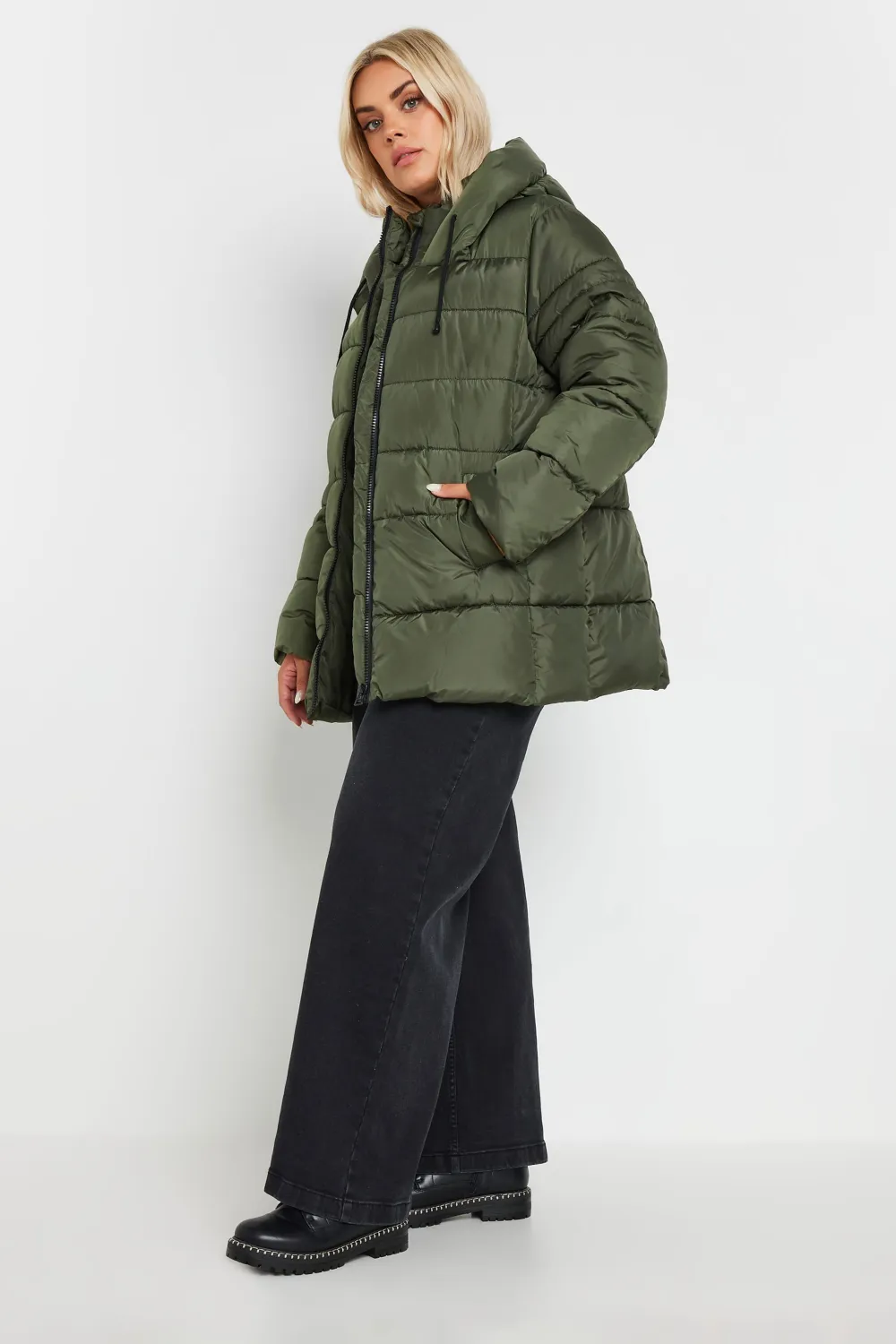 YOURS Curve Ivory White Sporty Puffer Coat