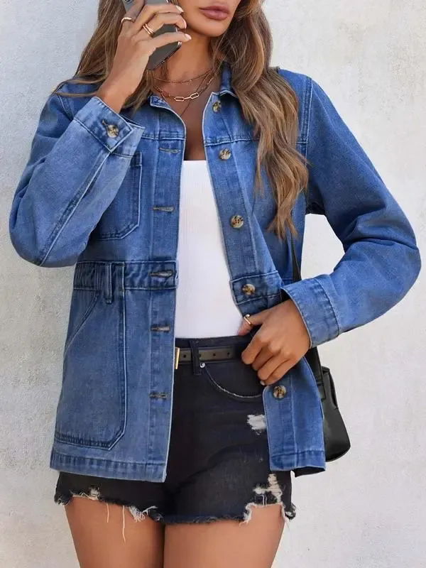 Womens Oversized Denim Jacket Distressed Button Down Boyfriend Jean Jackets 2025 Trendy Shacket