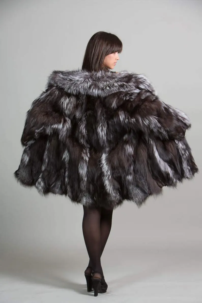 Fox Fur Coat Silver all sizes