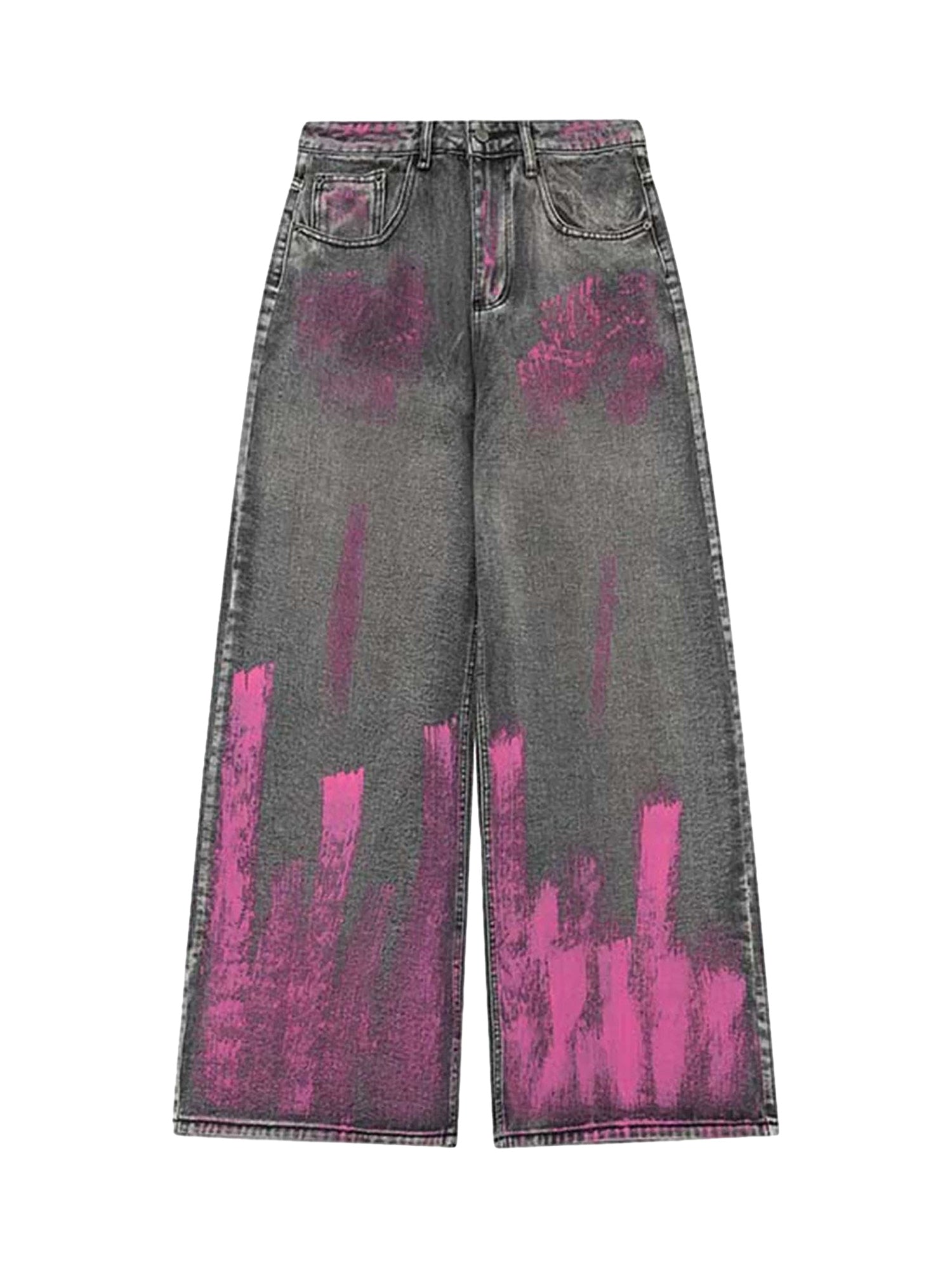 Graffiti Distressed Washed Baggy Jeans - 1886