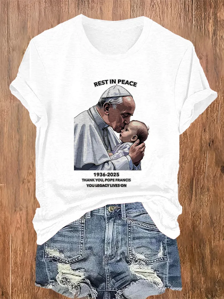 Women's Rest In Peace 1936-2025 Thank You Pf You Legacy Lives On Round Neck Short Sleeves Pure Cotton T-Shirt