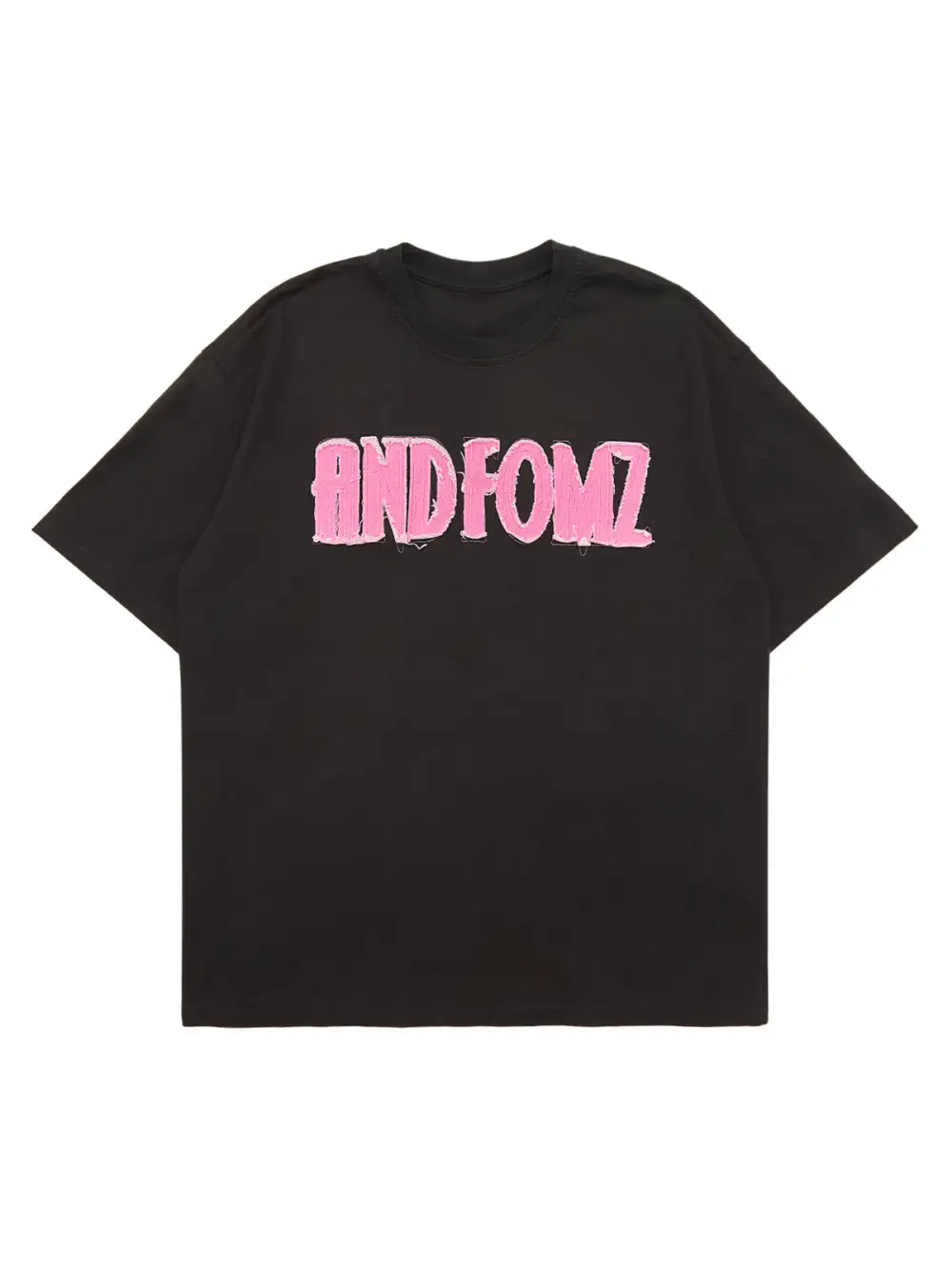 Pink Letter Applique Street Rap T-shirt - 2145