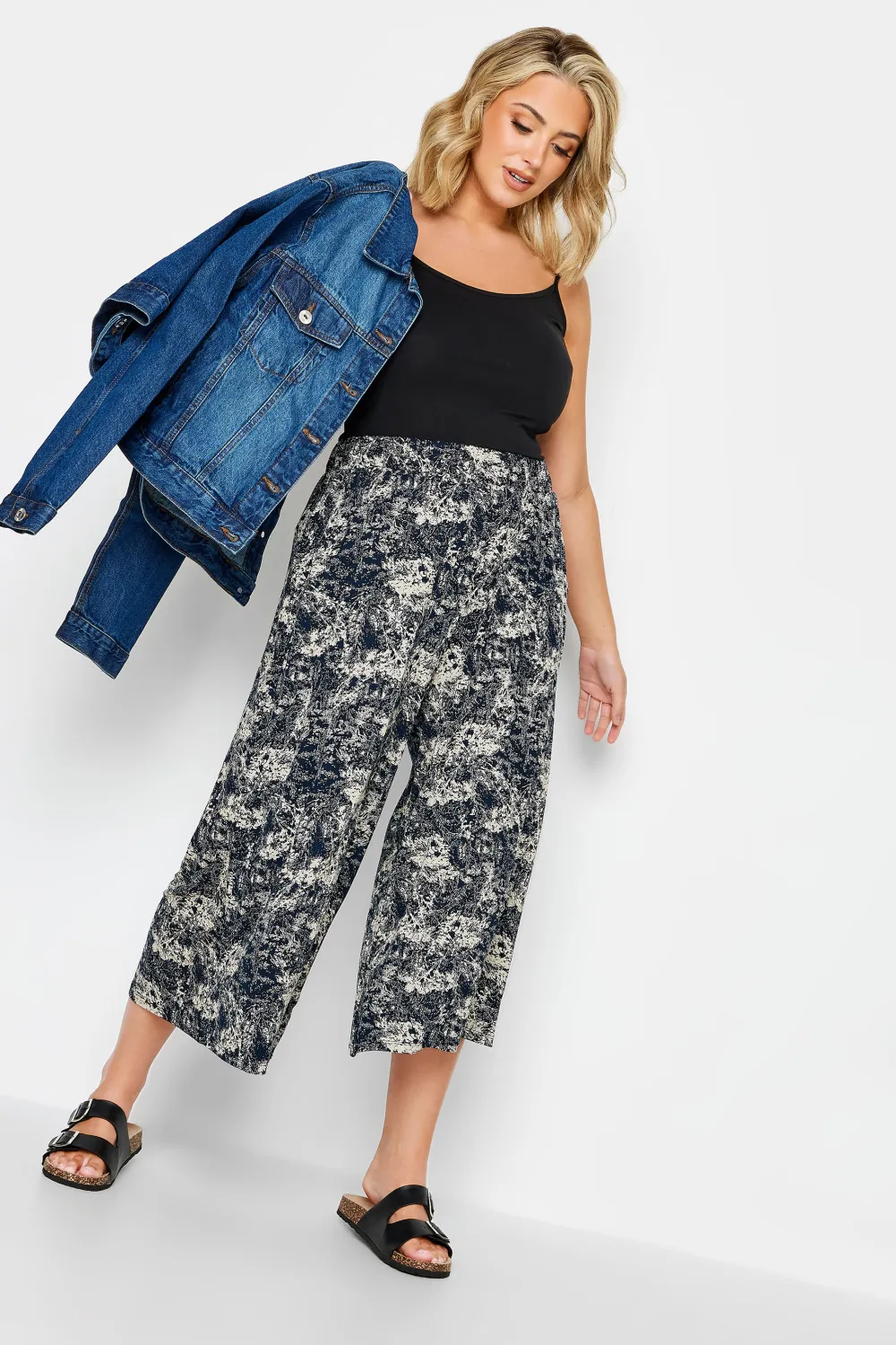 YOURS Curve Black Stretch Jersey Culottes